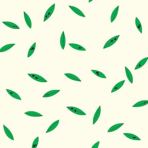 Maglia interlock biologica / Charley Harper, Uccelli occidentali, Foglie verdi / Foglia albero foresta neonato / Tessuto 100% cotone certificato GOTS / Betulla