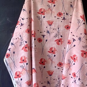 Organic POPLIN Wanderlust, Wildflower Poppies Poppy Flora Floral Red Blush Pink Indigo 100% GOTS Certified Cotton Fabric Monaluna image 2