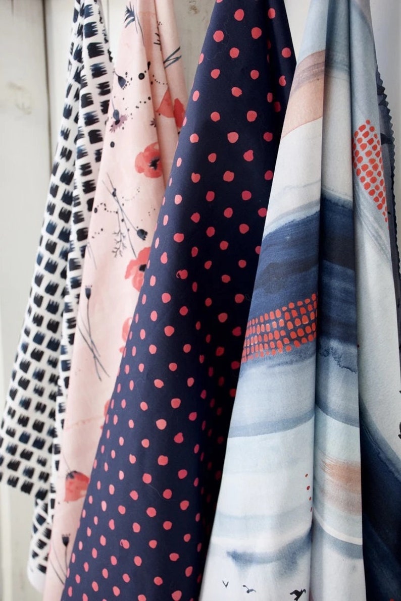 Organic POPLIN Wanderlust, Wildflower Poppies Poppy Flora Floral Red Blush Pink Indigo 100% GOTS Certified Cotton Fabric Monaluna image 6