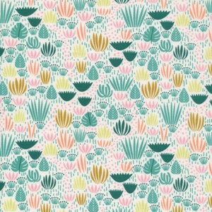 Organic QUILTING COTTON | Ethereal Jungle, Jungle Floor | Cream Plant Leaf Tree Eco | 100% GOTS Certified Fabric | Elizabeth Olwen | Cloud 9