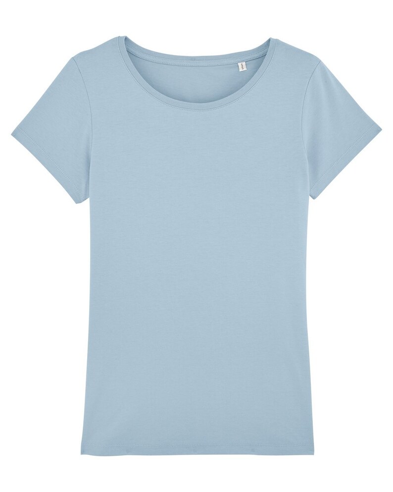 May include: A light blue short-sleeved t-shirt.