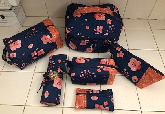 Popeline Bio Haiku 2 Fleurs De Cerisier Tombée De La Nuit Rose Corail Indigo Bleu Floral Boho Eco Bio 100 Gots Certifié Coton Tissu