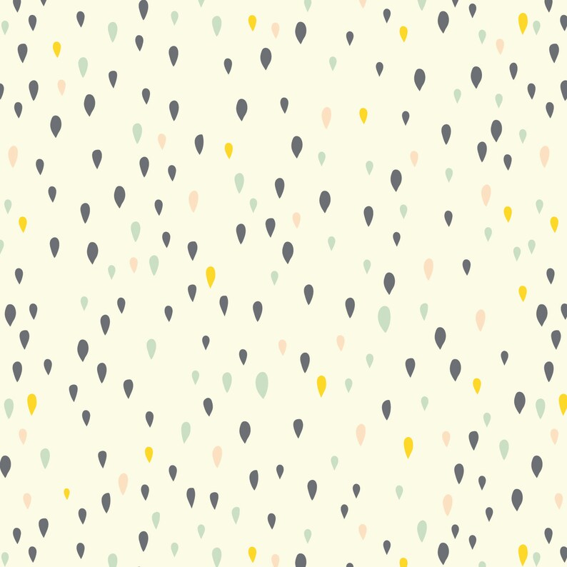 leaves and dots on navy one metre cotton poplin with small strawberries