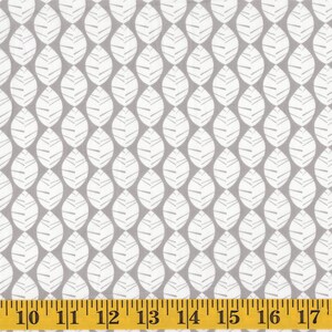 Organic POPLIN Urban Patch, Leaves Grey Tree Plant Leaf Gray Silver White Quilt Nature 100% GOTS Certified Cotton Fabric Monaluna image 3