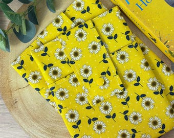 Sunflowers Fabric Book Sleeve, Kindle Sleeve, Handmade Book Cosy, Book Cover, E-Reader Cover, Padded Book Protector, Bookish Gift