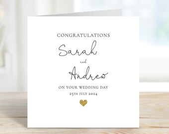 Personalised Glitter Heart Wedding Day Card | Congratulations On Your Wedding Day | Mr and Mrs | Mr and Mr | Mrs and Mrs | Keepsake Card WC3