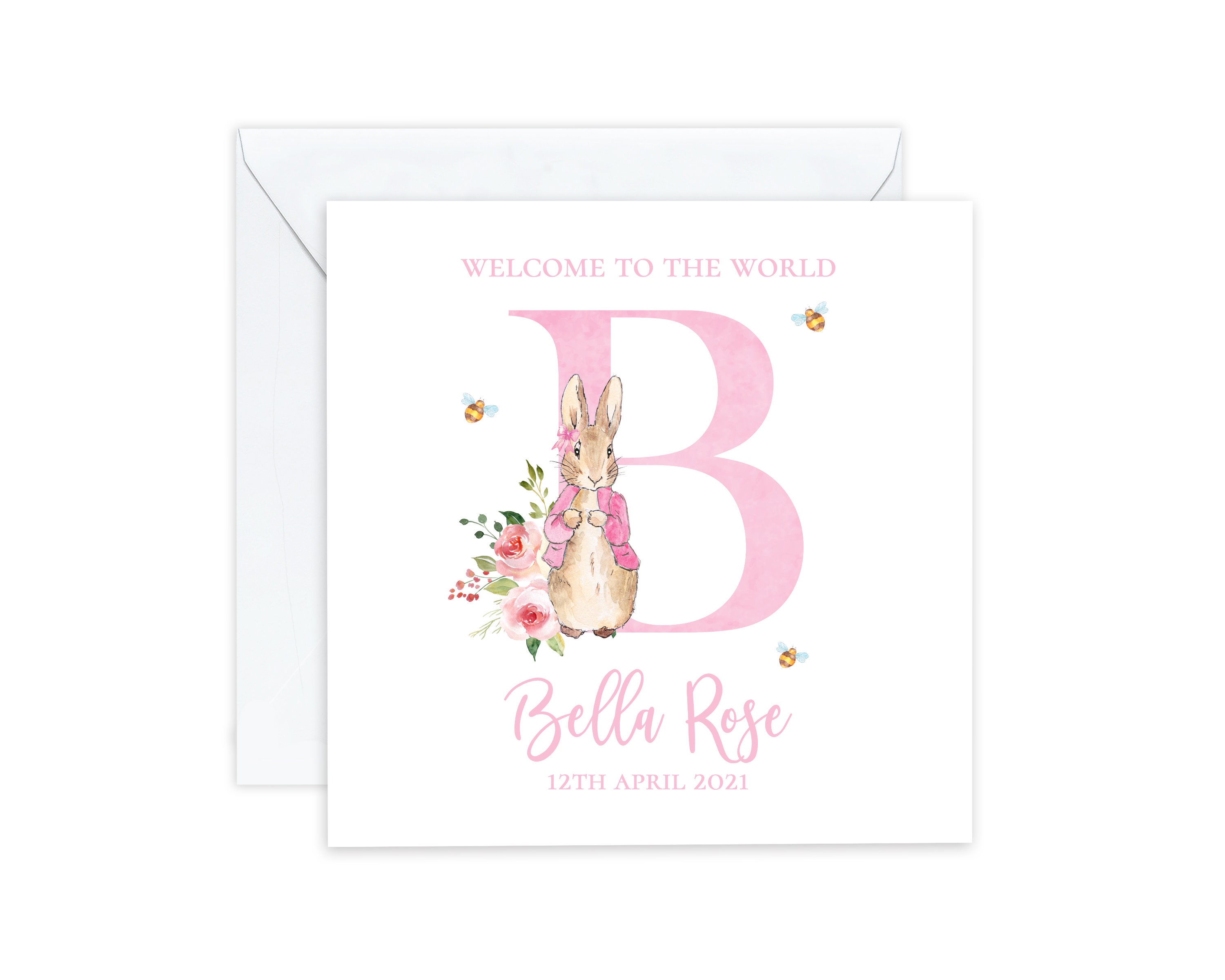 Personalised Peter Rabbit New Baby Card | Newborn Baby Card | Welcome ...