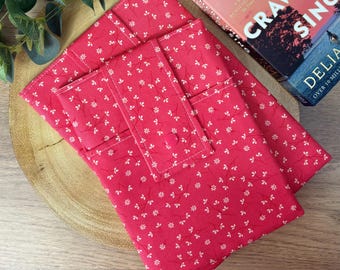 Pink Ditsy Floral Fabric Book Sleeve, Kindle Sleeve, Handmade Book Cosy, Book Cover, E-Reader Cover, Padded Book Protector, Bookish Gift