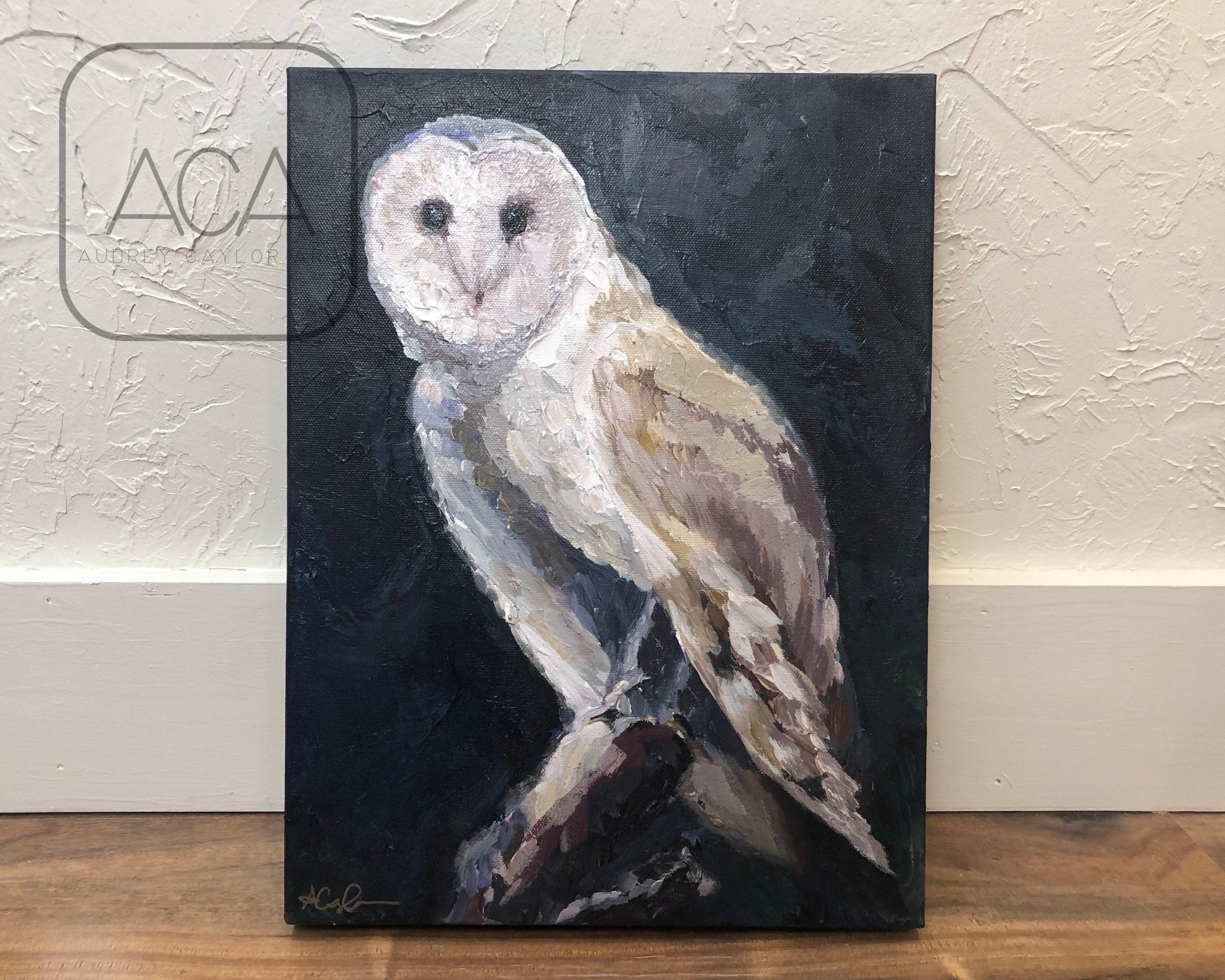 Original Barn Owl Painting: Texas Acrylic Art, 12x16