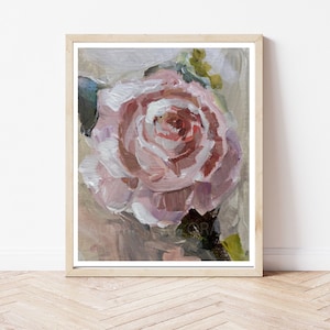 Impressionist Rose Art Print, Pink Rose Painting, Rose Floral Painting, Floral Wall Art, Original Acrylic Painting GICLEE Fine Art Print