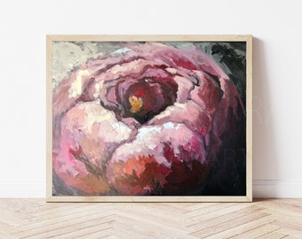 Pink Peony Art Print: Impressionist Flower Giclée, Botanical Wall Decor