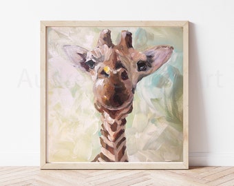 Baby Giraffe Art Print: Impressionist Nursery Decor
