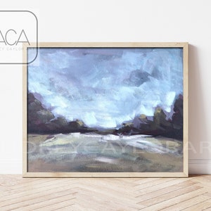 Blue Sky Print, Wall Art, Blue Sky Landscape Print, Contemporary Landscape Wall Decor Matte Art Print of Original Painting
