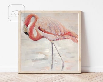Impression giclée d'art flamant rose oiseau