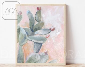 Prickly Pear Cactus Print: Impressionist Desert Botanical Art