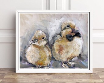 Baby Duckling Print Art, Duck Print, Nursery Animal Wall Art, Yellow Duck Print, Duck Nursery Print, Nursery Wall Art, Giclee Duck Print