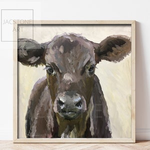 Angus Cow Print, Angus Calf Print print, Nursery Calf Print, Black Angus Calf, Brown Baby Western Art print, Farmhouse, Modern Cottage Art