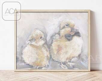 Baby Duckling Art Print: Bow Tie Duck, Nursery Wall Decor
