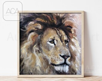 Impressionist Lion Art Print: Safari Nursery Decor, Fine Art Matte