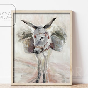Donkey Basket GICLEE Print, Donkey Basket Art, Donkey Basket Art Print of Original Acrylic Painting, Western Art, Burro Art, Southwestern