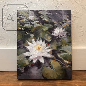 Water Lilies Original Oil Painting &quot;Lilies Stopping Time&quot; , 11X14 1.5 Oil Painting
