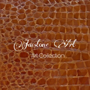 May include: A brown textured background with a white logo that says "Jaestone Art Art Collection".