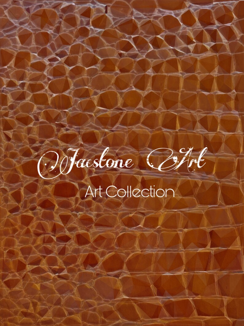 May include: A brown textured background with a white logo that says "Jaestone Art Art Collection".
