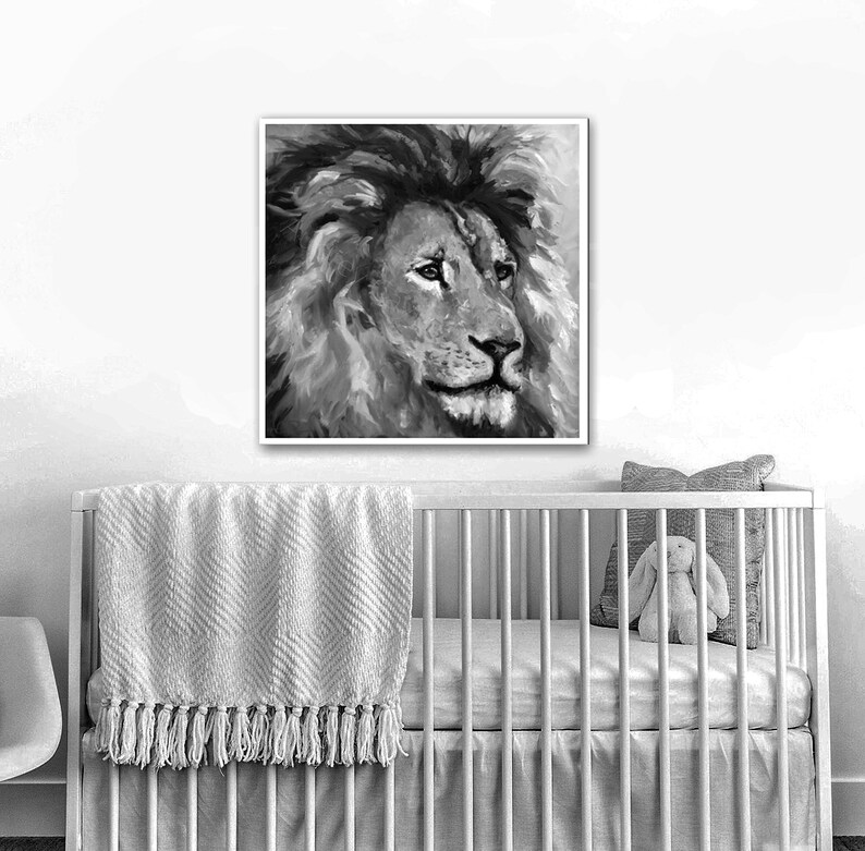 Black and White Lion Print lion Wall Art Lion Artwork Etsy