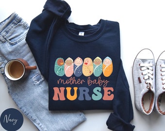 Sudadera de enfermera madre bebé, sudadera con capucha de enfermería, sudadera de enfermera posparto, trajes del primer día de las madres, enfermera de obstetricia, regalo de enfermera madre bebé