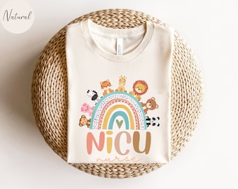 Maglietta arcobaleno per infermiera NICU, maglietta con animale per infermiera NICU, regalo per infermiera NICU, regalo di apprezzamento per infermiera, unità di terapia intensiva neonatale, maglietta per infermiera NICU