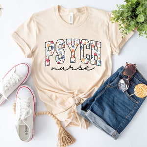 Floral Psych Nurse Shirt, Psych Nurse Shirt, Psychiatric Nurse Shirt, Mental Health Nurse Sweater, Psych Nurse Crewneck, Psych Nurse Gift