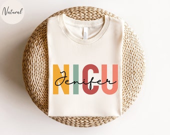 Camicia per infermiera NICU personalizzata, maglietta per infermiera NICU personalizzata, regalo per infermiera NICU, maglietta di apprezzamento per infermiere, maglietta per infermiera dell'unità di terapia intensiva neonatale