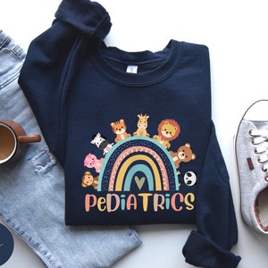 Pediatrics Rainbow Sweatshirt, Pediatrics Animals Shirt, PEDS Nurse Sweatshirt, Peds Nurse Shirt, Cute Peds Crewneck, Pediatric Nurse Gift