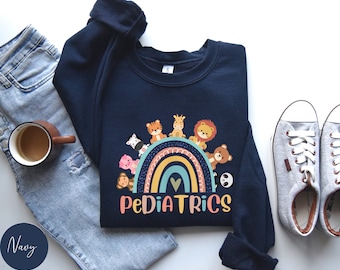 Pediatrics Rainbow Sweatshirt, Pediatrics Animals Shirt, PEDS Nurse Sweatshirt, Peds Nurse Shirt, Cute Peds Crewneck, Pediatric Nurse Gift