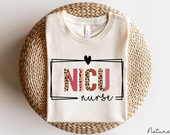 Camisa de enfermera de NICU, camiseta de leopardo de enfermera de NICU, regalo de enfermera de NICU, regalo de agradecimiento a la enfermera, unidad de cuidados intensivos neonatales, camiseta de leopardo de enfermera de NICU