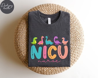 T-shirt per animali da infermiera NICU, camicia da infermiera NICU, regalo per infermiera NICU, regalo di apprezzamento per infermiere, unità di terapia intensiva neonatale, maglietta dinosauro infermiera NICU