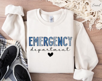Sudadera del departamento de emergencias, sudadera de enfermera de emergencias, sudadera de hospital, sudadera de cuello redondo de enfermera de urgencias, regalo de enfermera de urgencias, suéter del departamento de urgencias