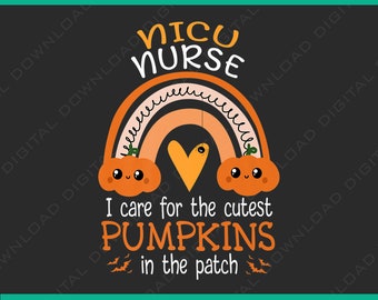 Rainbow NICU Nurse Leukste Pompoenen In The Patch Halloween RN Nurse Png, Funny Nicu Nurse Halloween Png