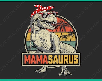 Funny Vintage Mamasaurus T Rex Dinosaur Mama Saurus Women Family Matching PNG