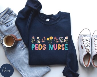 PICU Enfermera Sudadera PICU Enfermera Camisa Pediátrica Enfermera Suéter, Flores Silvestres PICU Enfermería Crewneck, Unidad de Cuidados Intensivos Pediátricos Jersey