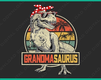 Mormorsaurus T-Rex dinosaurie mormor Saurus familjematchning png, retro mormor dinosauriefödelsedagspojkar roliga presenter png