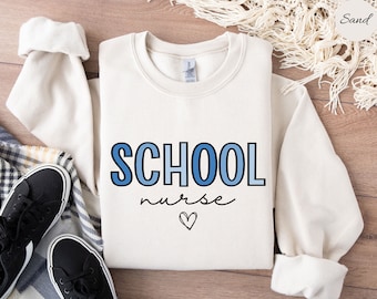 Skolsjuksköterska Tröja, Skolsjuksköterska Gåva för Skolsjuksköterska T-shirt, Sjuksköterska Uppskattningsgåva för Sjuksköterska, Skolsjuksköterska Rundkrage, Sjuksköterskeveckan