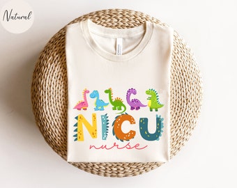 Camicia da infermiera NICU, T-shirt per animali da infermiera NICU, Regalo per infermiera NICU, Regalo di apprezzamento per infermiere, Unità di terapia intensiva neonatale, Maglietta dinosauro infermiera NICU