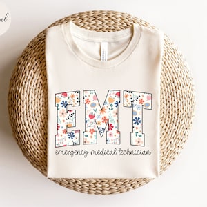 Floral EMT Nurse Shirt, Floral EMT Nurse T-shirt, EMT Nurse Gift, Emergency Medical Technician Tshirt, Paramedic Nurse T shirt,Emt tee
