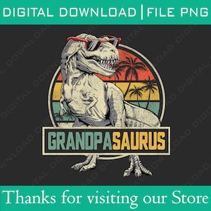 Grandpasaurus T Rex Funny Vintage Dinosaur Grandpa Saurus Father&#39;s Day Trex Family Matching Dinosaur Dad PNG