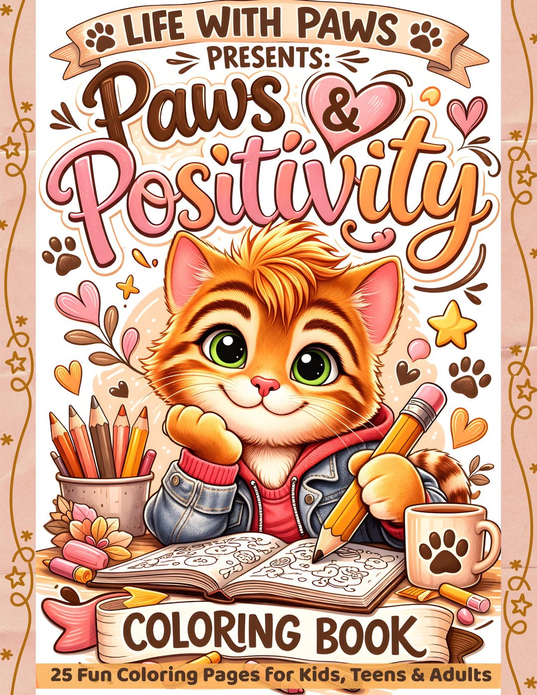 Cute Cat Coloring Book for All Ages | 25 Fun & Relaxing Pages ...