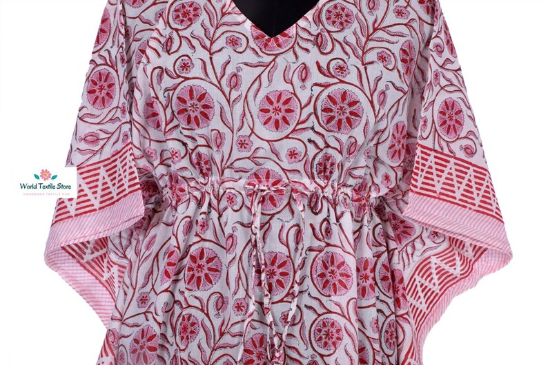 Cotton Long Caftan,Loose Kaftan,Indian Tunic,Beach Maxi Poncho Dress Bohemian Woman/'s hand Block Printed Caftan
