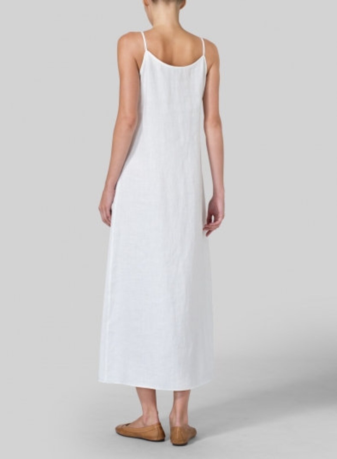 White A line linen Spaghetti strap Long ALine summer dress Etsy
