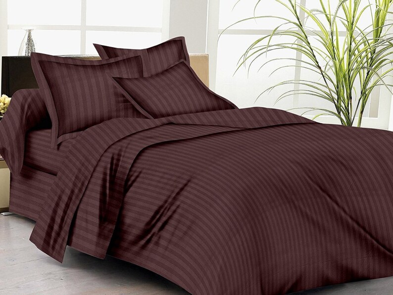 Indian Bed Sheet Luxury Comfort Satin Stripped Cotton Plain Etsy
