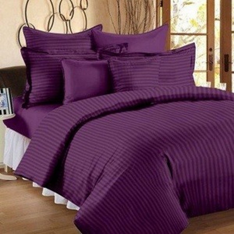 Indian Bed Sheet Luxury Comfort Satin Stripped Cotton Plain Etsy